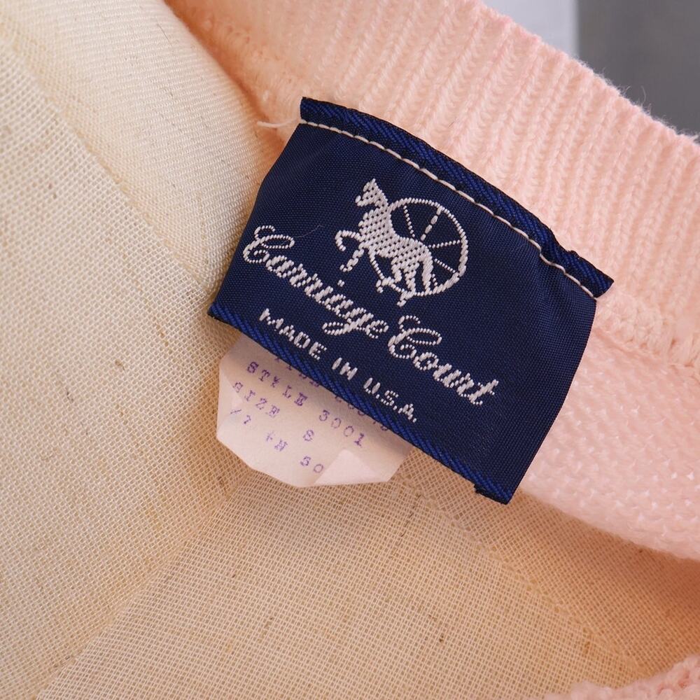 Vintage Carriage Court Pink Cable Knit Sweater Vest USA Made 100% Cotton Small - Picture 5 of 6